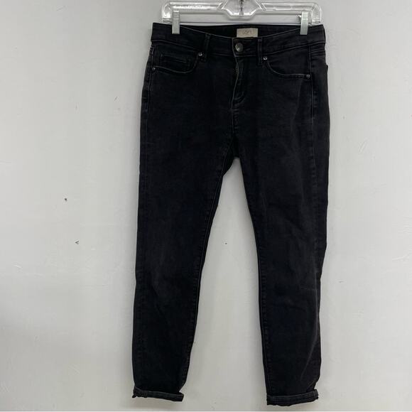 Loft Black Curvy Skinny Mid Rise Jeans Womens 2 Denim Zip Fly Casual Classic - Picture 1 of 11